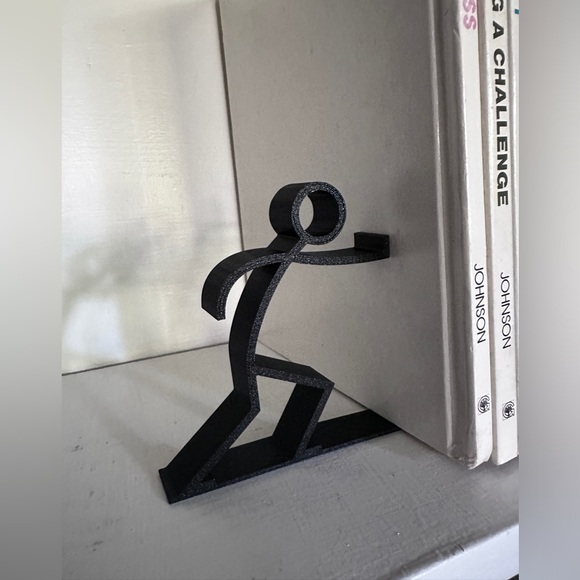 Super Stickman Bookend, Thin Version; Fun, Cute, Conversation Piece; 3D Print - Picture 2 of 5